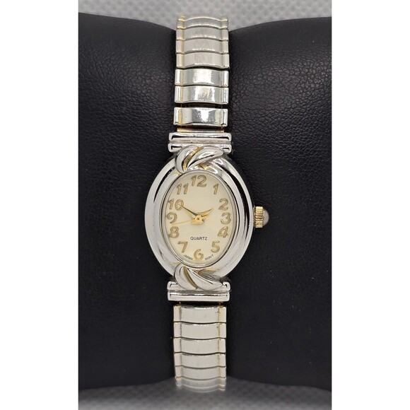 Unbranded Accessories - Women's Trendy Oval Petite Face Silver Gold Tone Case Expansion Band Watch 04